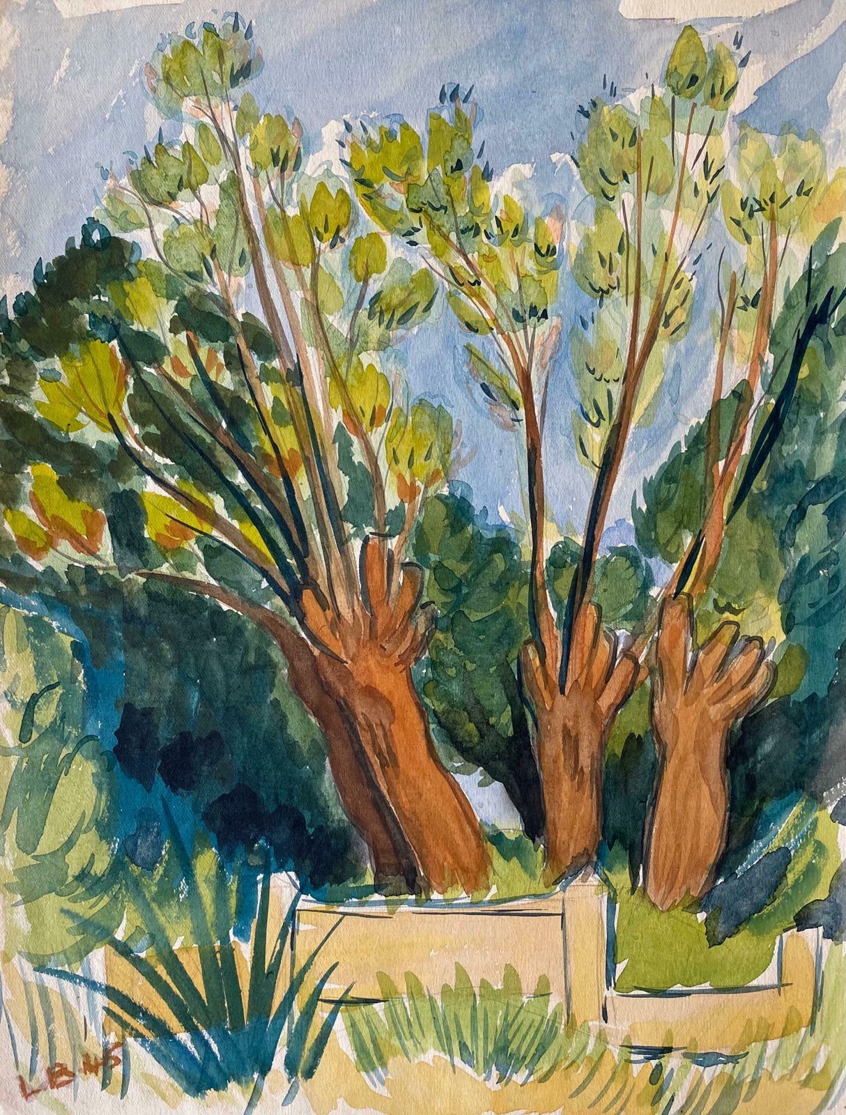Louis Bellon1940's Provence French Landscape   Post Impressionist Artistc. 1940s
