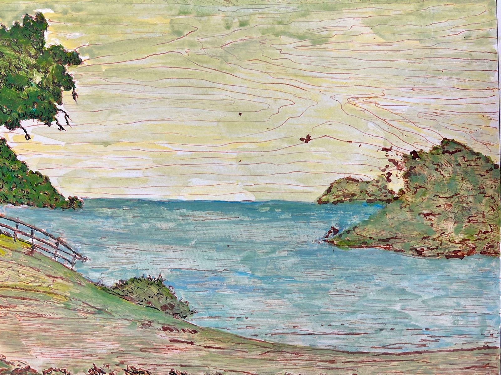 Bernard Labbe1950's Modernist/ Cubist Painting   Figures Down By The Beach1950's photo vinterior