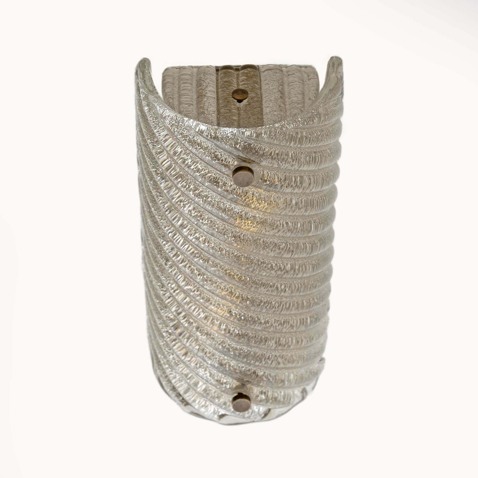 Pair Of Barovier & Toso Style Modern Murano Glass Smoked Twisted Sconces /Cm H30 photo Lighting