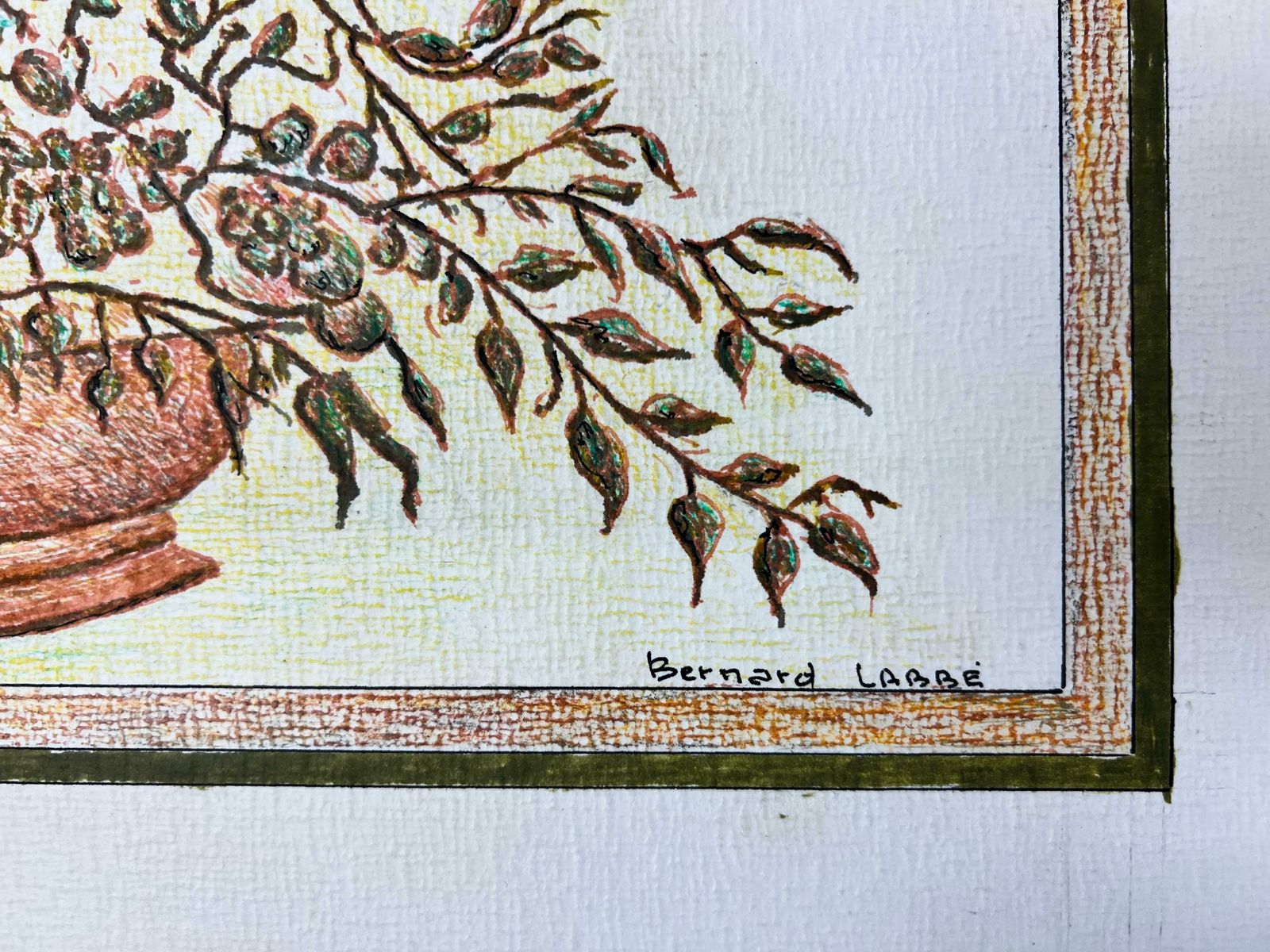 Bernard Labbe1950's Modernist/ Cubist Painting   Wild Plants In Plant Bowl1950's photo vinterior