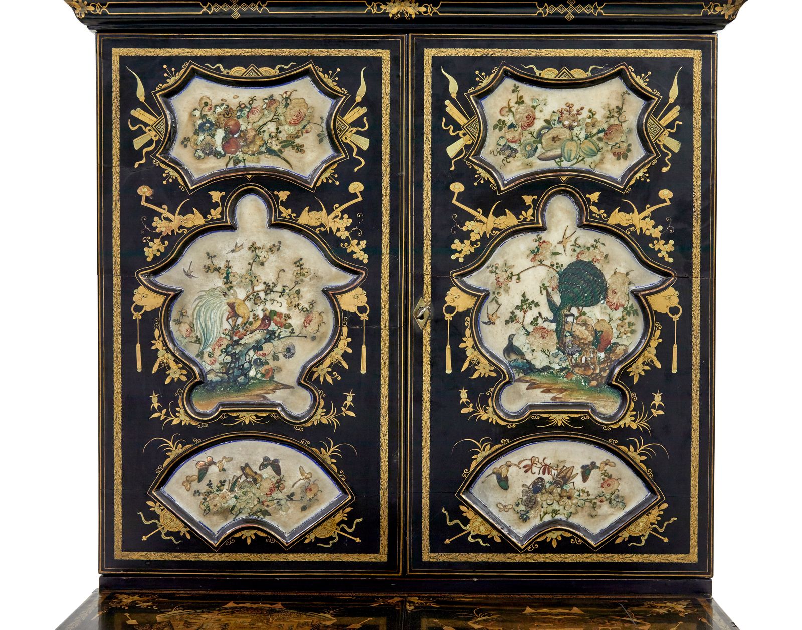 19th Century Chinese Canton Black Lacquered Desk Cabinet photo furniture