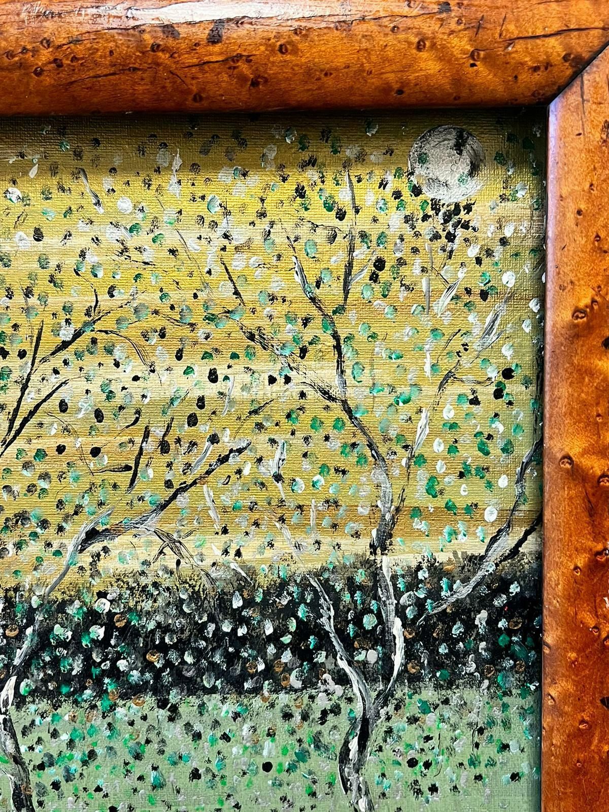 Contemporary British Colourful Modern British Painting Blossom Trees Polka Dots photo for sale