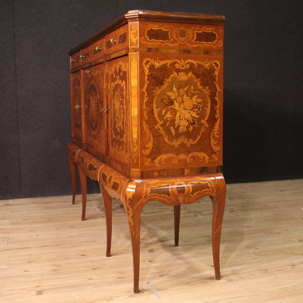 Great 20th Century Inlaid Wood Bar Cabinet photo vintage