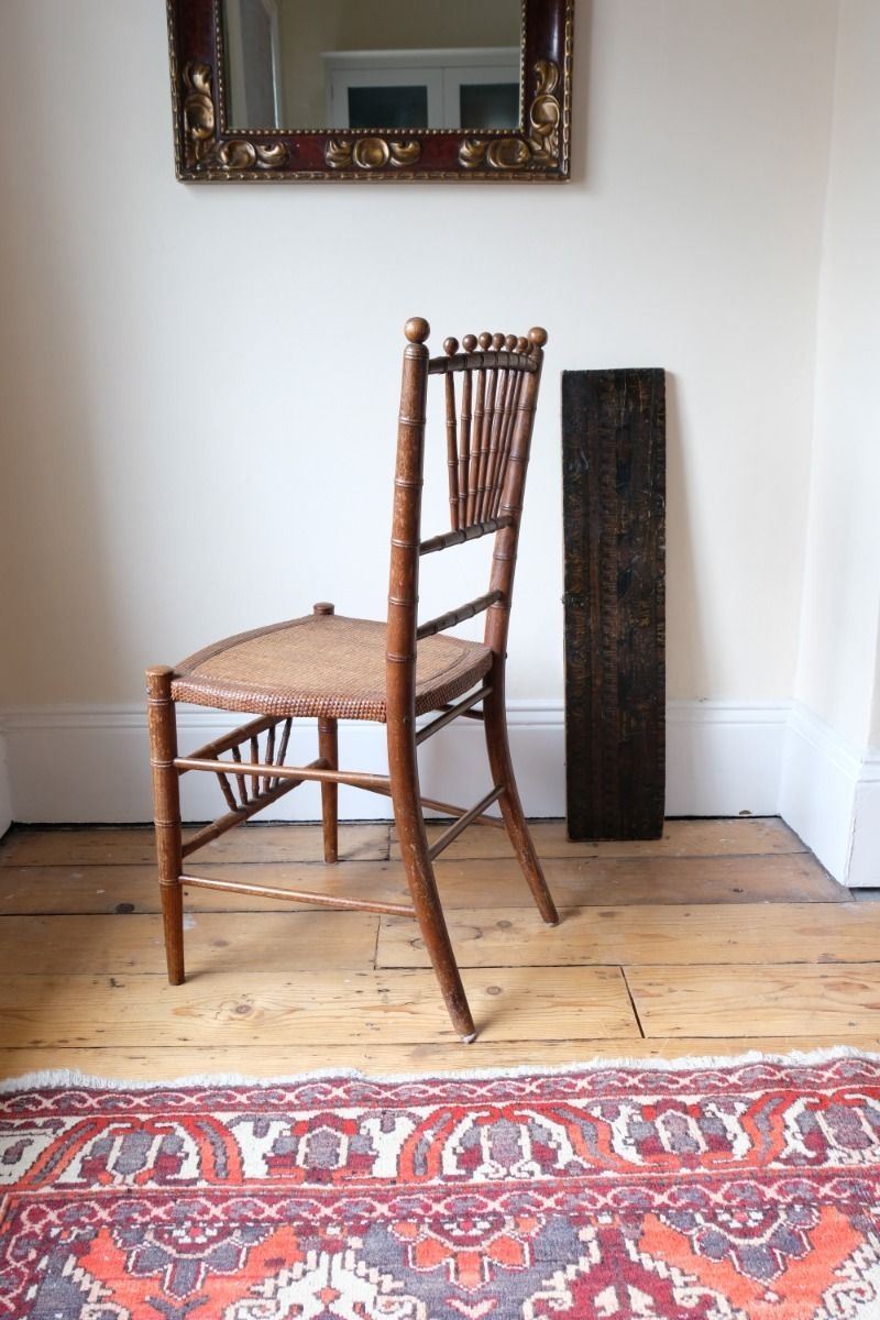 Regency Faux Bamboo Painted Chair With Sunburst Back, England C.1820 photo for sale