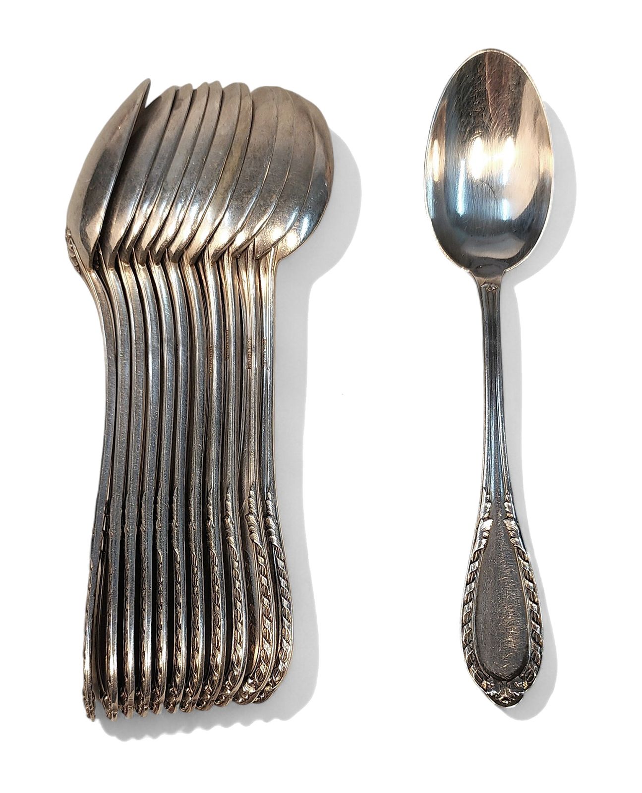 Early 20th Century Art Nouveau 12 Service Stainless Metal Flatware 176 Pieces Set Made In France Imported To Argentina By Walser, Wald Y Cia. photo 16600.0