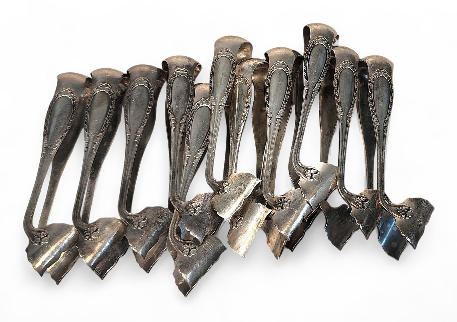 Early 20th Century Art Nouveau 12 Service Stainless Metal Flatware 176 Pieces Set Made In France Imported To Argentina By Walser, Wald Y Cia. photo vinterior