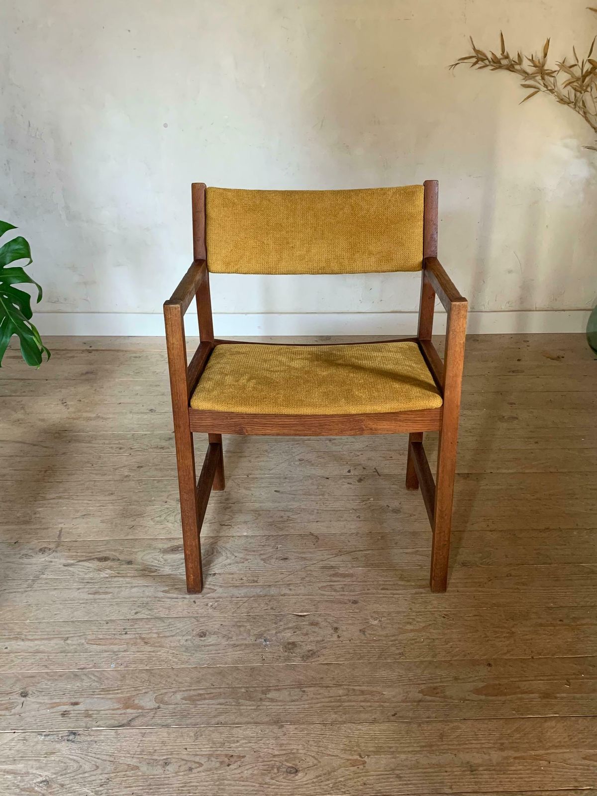 Vintage Danish Armchair By Borge Mogensen Yellow Velvet photo for sale