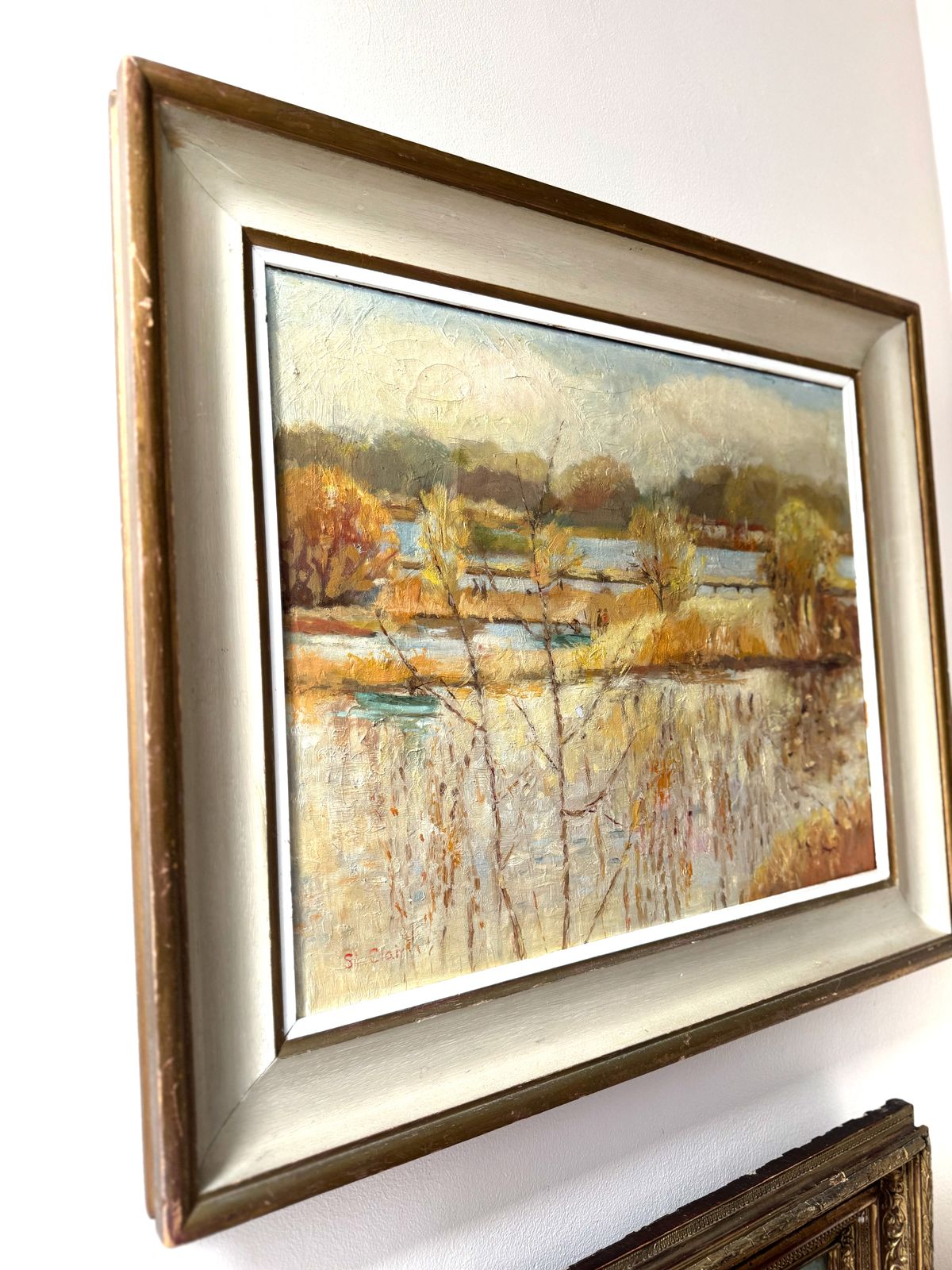 Vintage Mid Century Oil Painting By Artist St Clair photo for sale