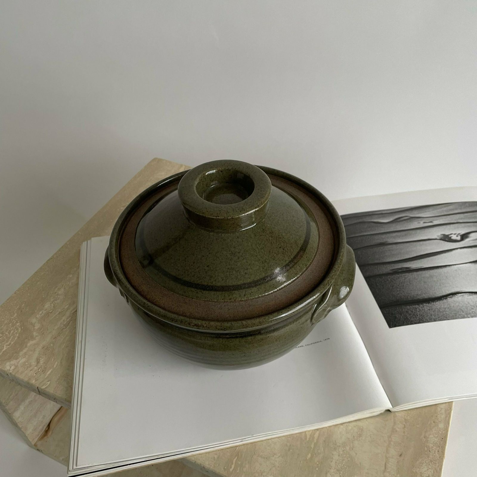 Rare Mid Century Richard Champion Of Yeo Valley Pottery Large Stoneware Lidded Bowl In Green Earthy Tones photo 75.0