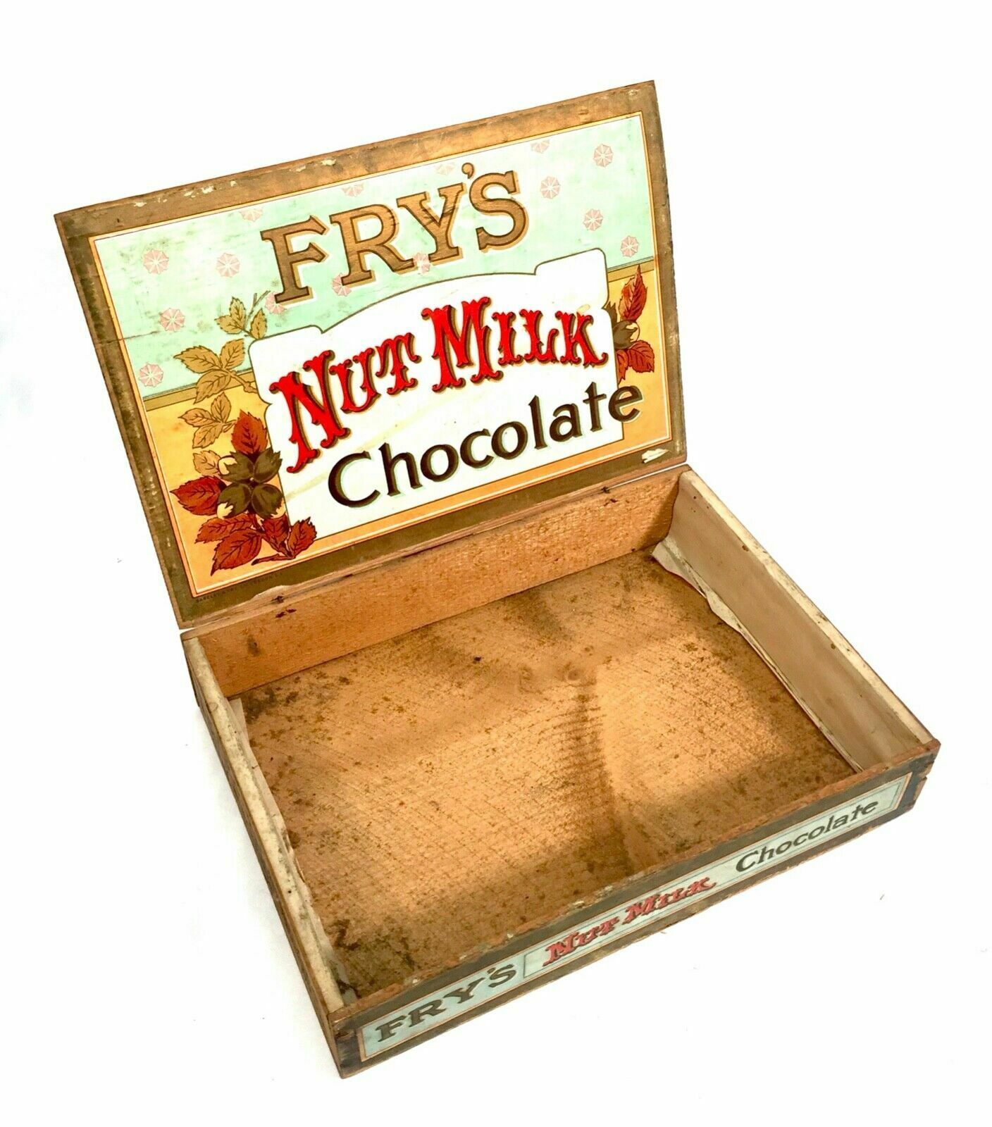 photo furniture Antique Advertising   Fry's Nut Milk Chocolate Wooden Shop Display Box / Crate