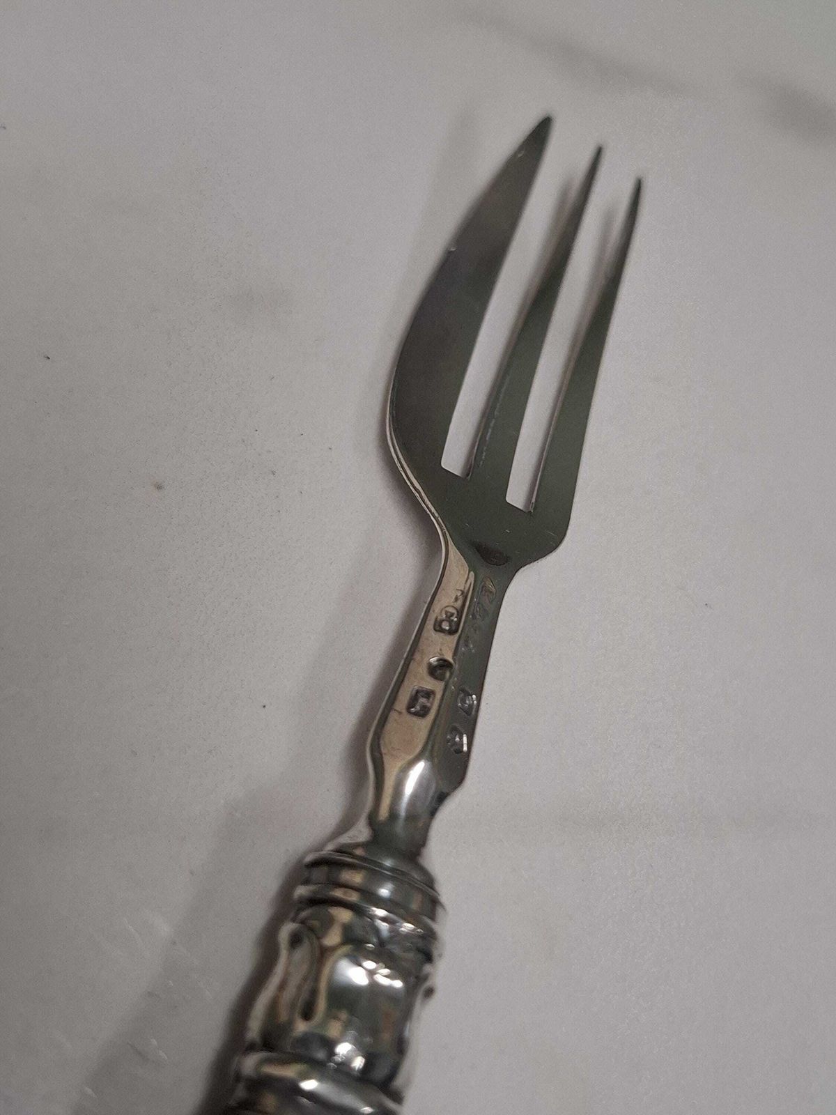 Antique Birmingham Silver 1851mother Of Pearl Handle Cake Fork