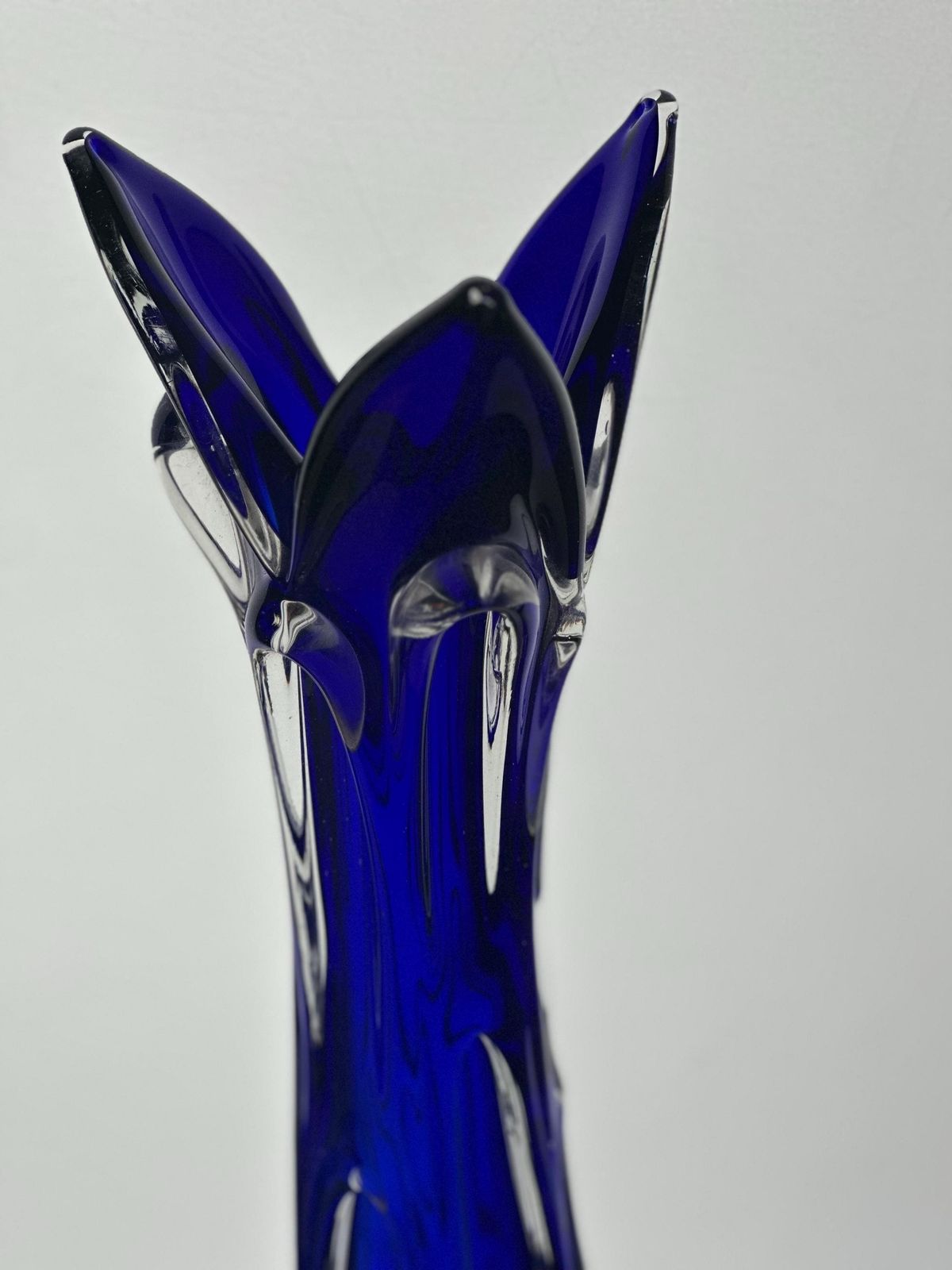 Vintage Bohemian Large Glass Vase By Jan Beranek Skrdlovice Colbalt Blue 1960’s photo for sale