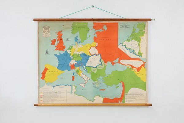 Vintage School Wall Map Of Europe 1815 1871, Belgium, 1950s