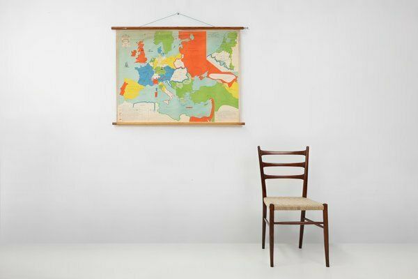 Vintage School Wall Map Of Europe 1815 1871, Belgium, 1950s photo furniture