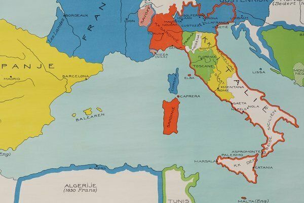 Vintage School Wall Map Of Europe 1815 1871, Belgium, 1950s photo vintage