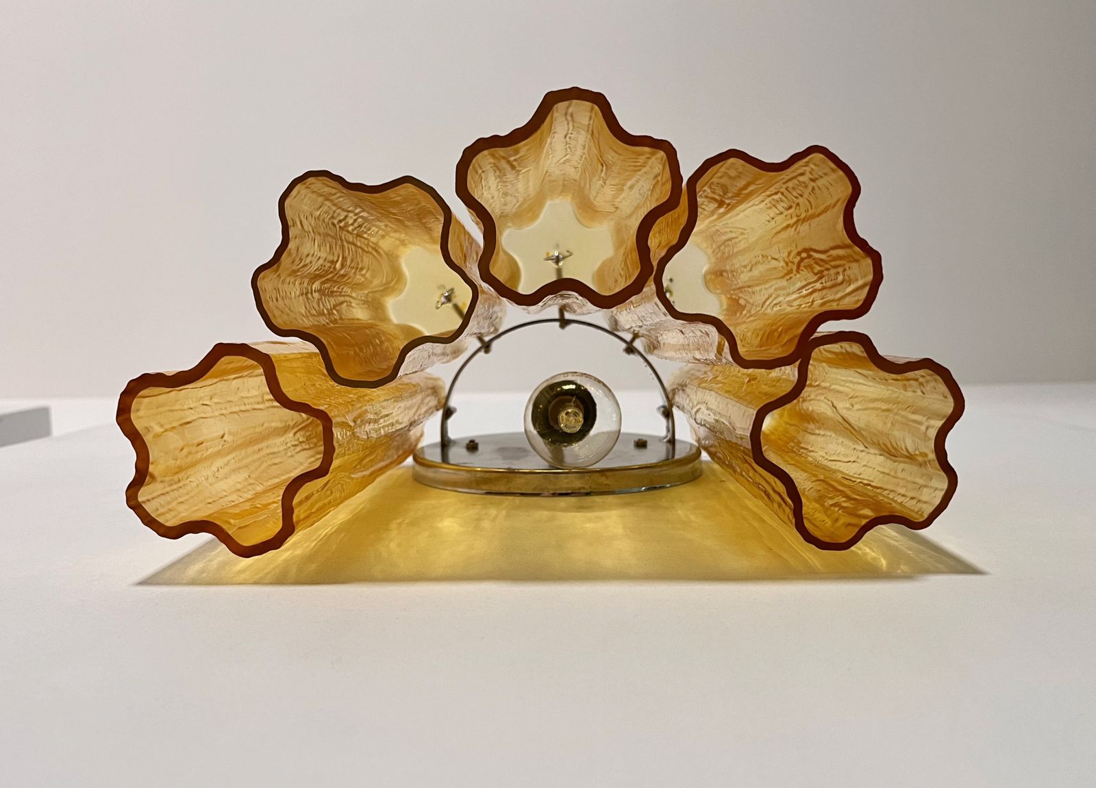 photo buy Fantastic Pair Of Murano Glass Tube Wall Sconces   5 Amber Glass Tube