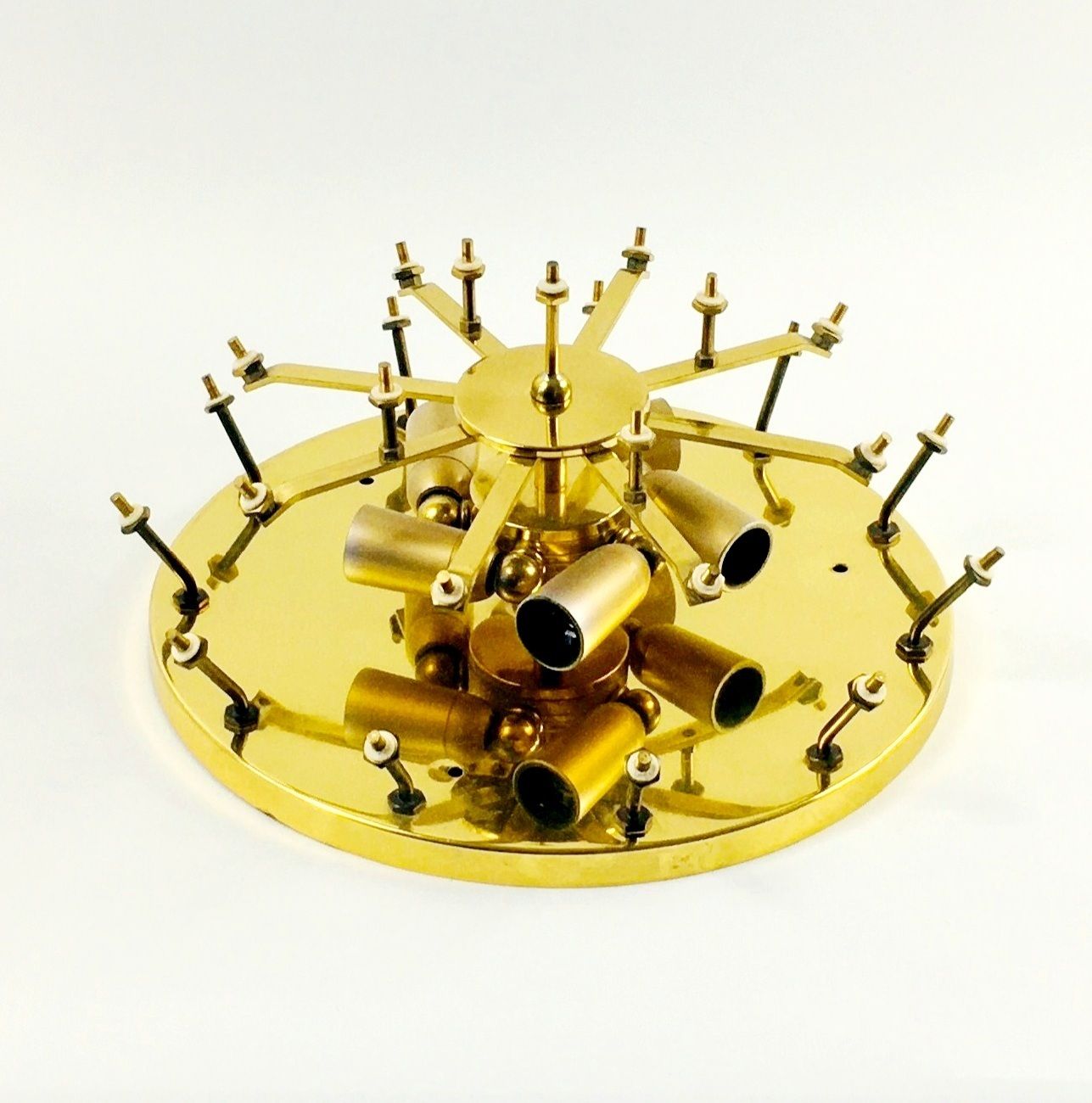 photo furniture Large Mid Century Murano Glass & Brass Flower Flush Mount/Ceiling Light By Ernst Palme, Germany, 1960s/70s
