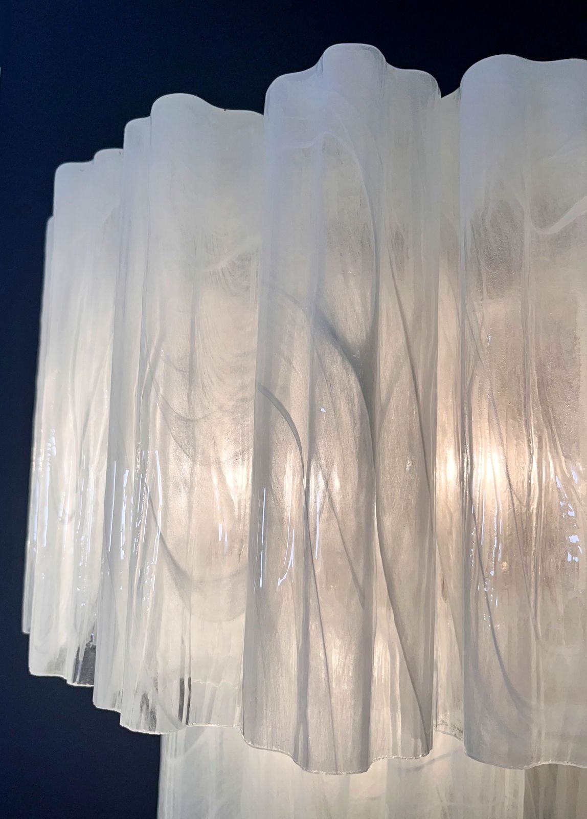 830.0 Fantastic Pair Of Murano Glass Tube Wall Sconces   13 Whihe Alabaster Glass Tube photo