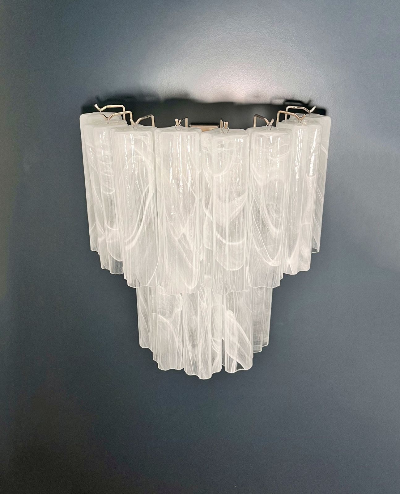 photo vintage Fantastic Pair Of Murano Glass Tube Wall Sconces   13 Whihe Alabaster Glass Tube