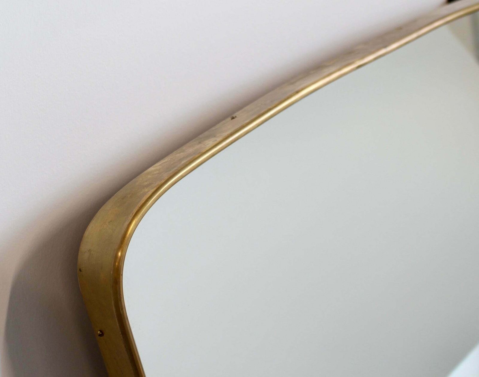 Mid Century Italian Wall Mirror With Brass Frame (Circa 1950s)   Large photo vinterior
