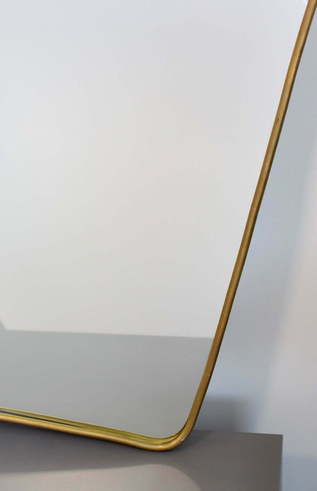 photo furniture Mid Century Italian Wall Mirror With Brass Frame (Circa 1950s)   Large