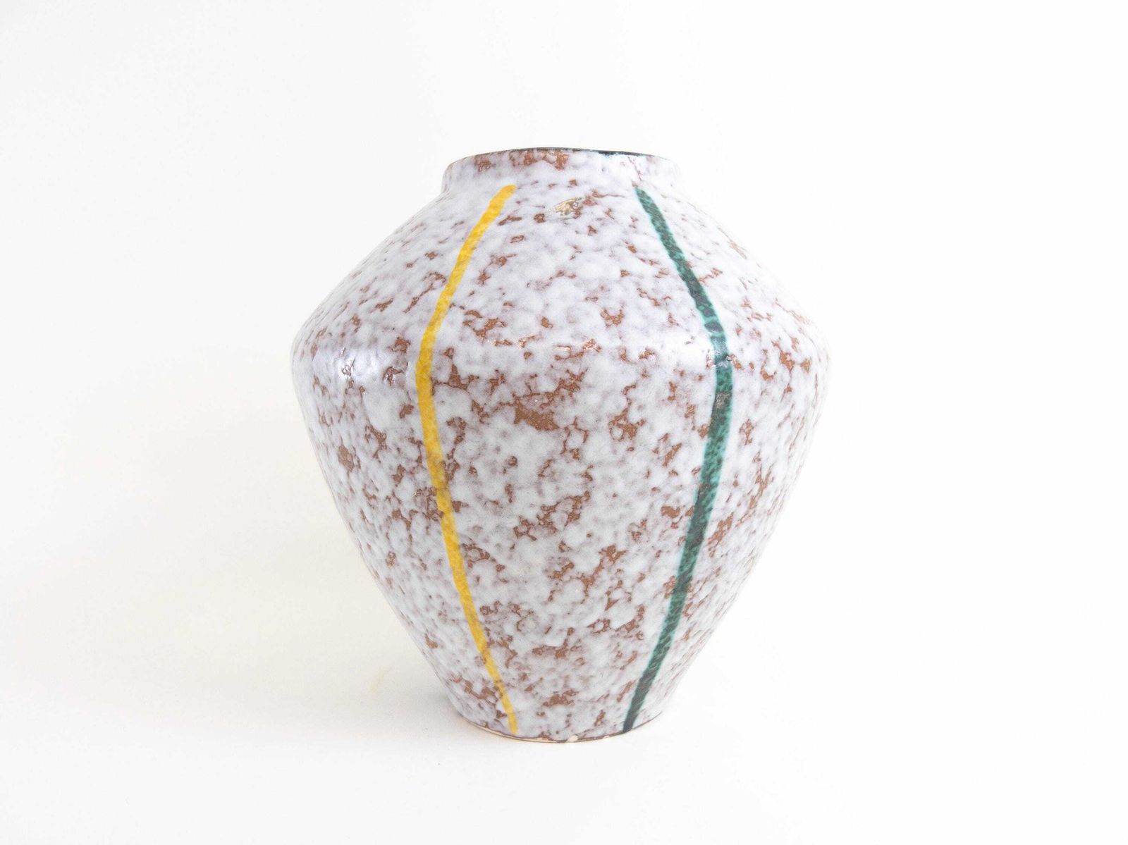 Xl West German Pottery   Scheurich Ceramic Vase   Mid Century Modern   Wide Waisted Speckled Decor  Scheurich 542 25 photo vinterior