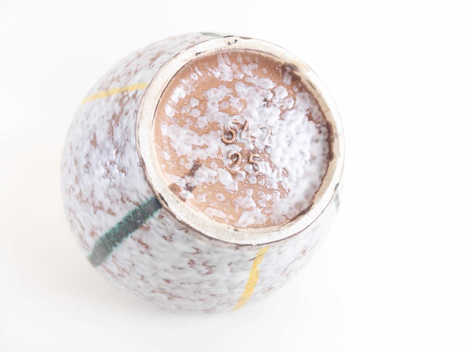 photo for sale Xl West German Pottery   Scheurich Ceramic Vase   Mid Century Modern   Wide Waisted Speckled Decor  Scheurich 542 25