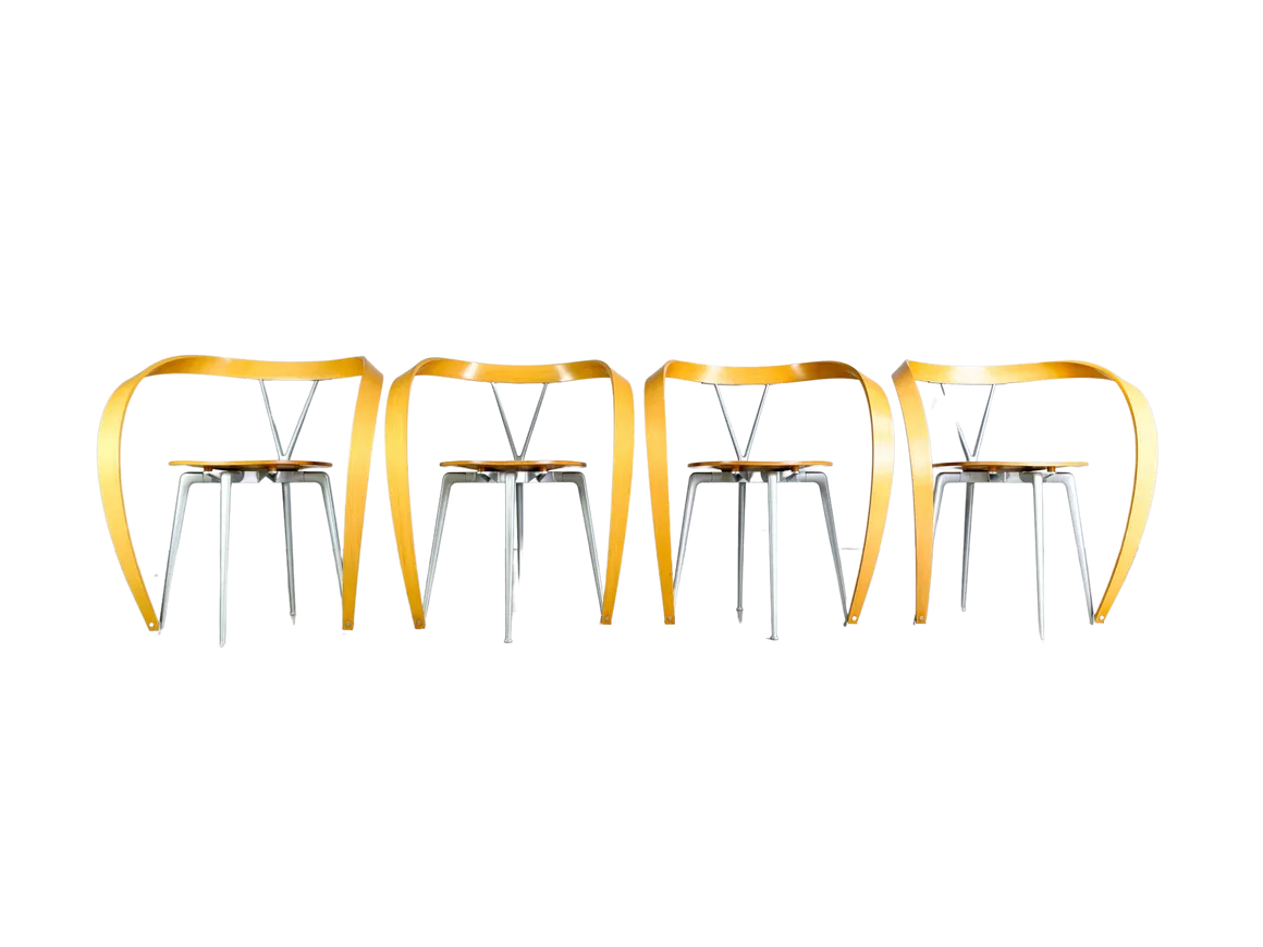 Original Set Of 4 Reverse Chairs Cassina Andrea Branzi