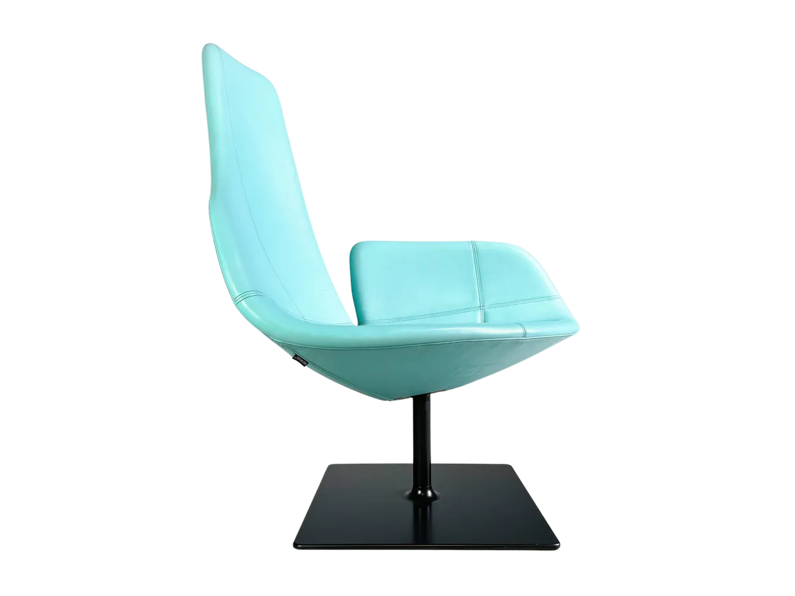 Moroso Fauteuil Leer Blauw Turquoise Patricia Urquiola Draaibaar
