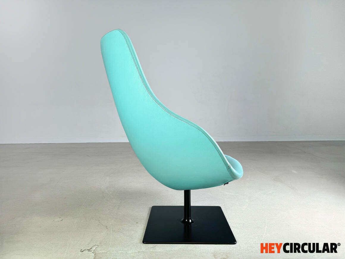 Original Moroso Armchair Leather Blue Turquoise Patricia Urquiola Swivel photo Furniture