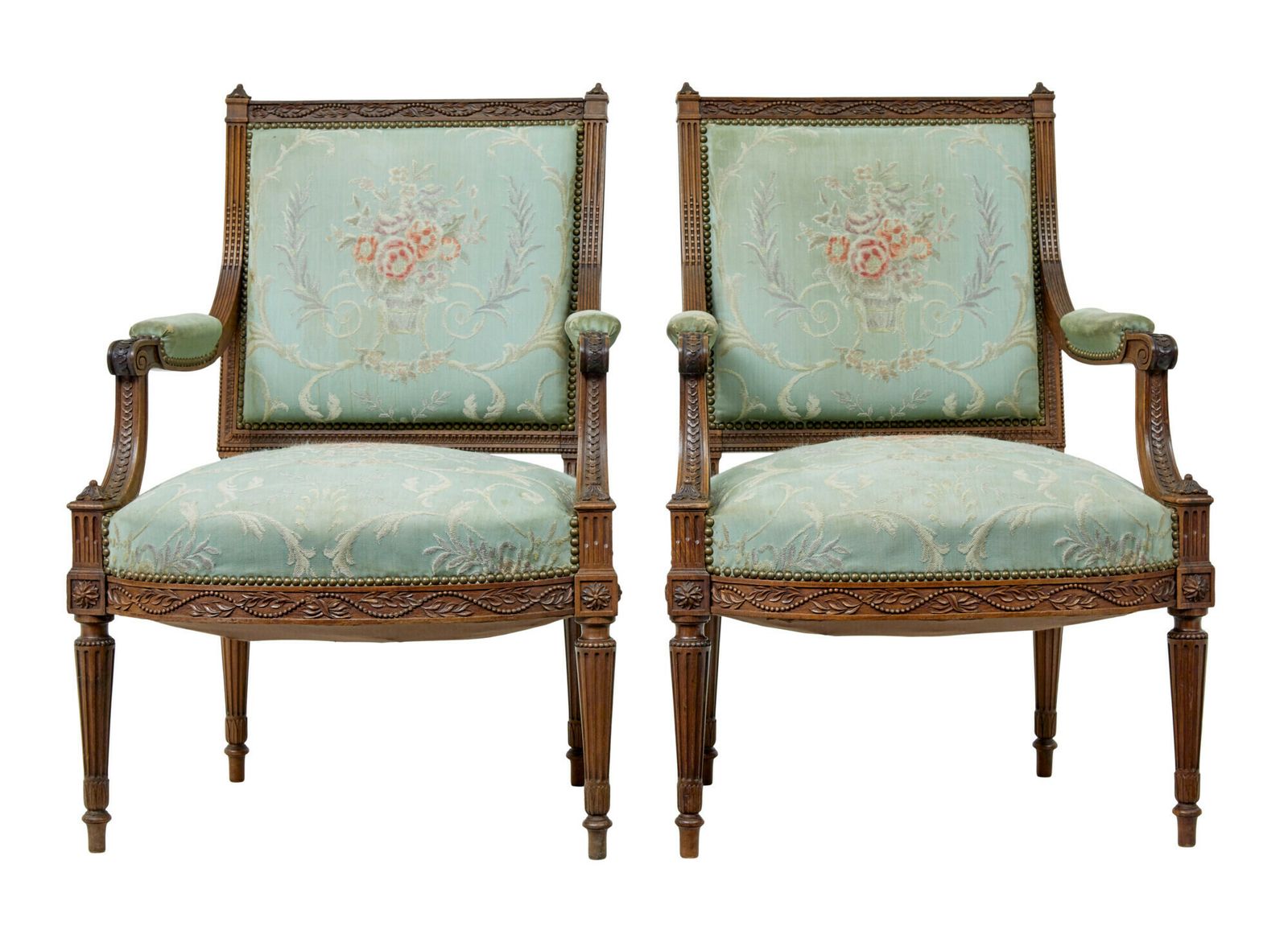 Pair Of 19th Century French Carved Walnut Armchairs