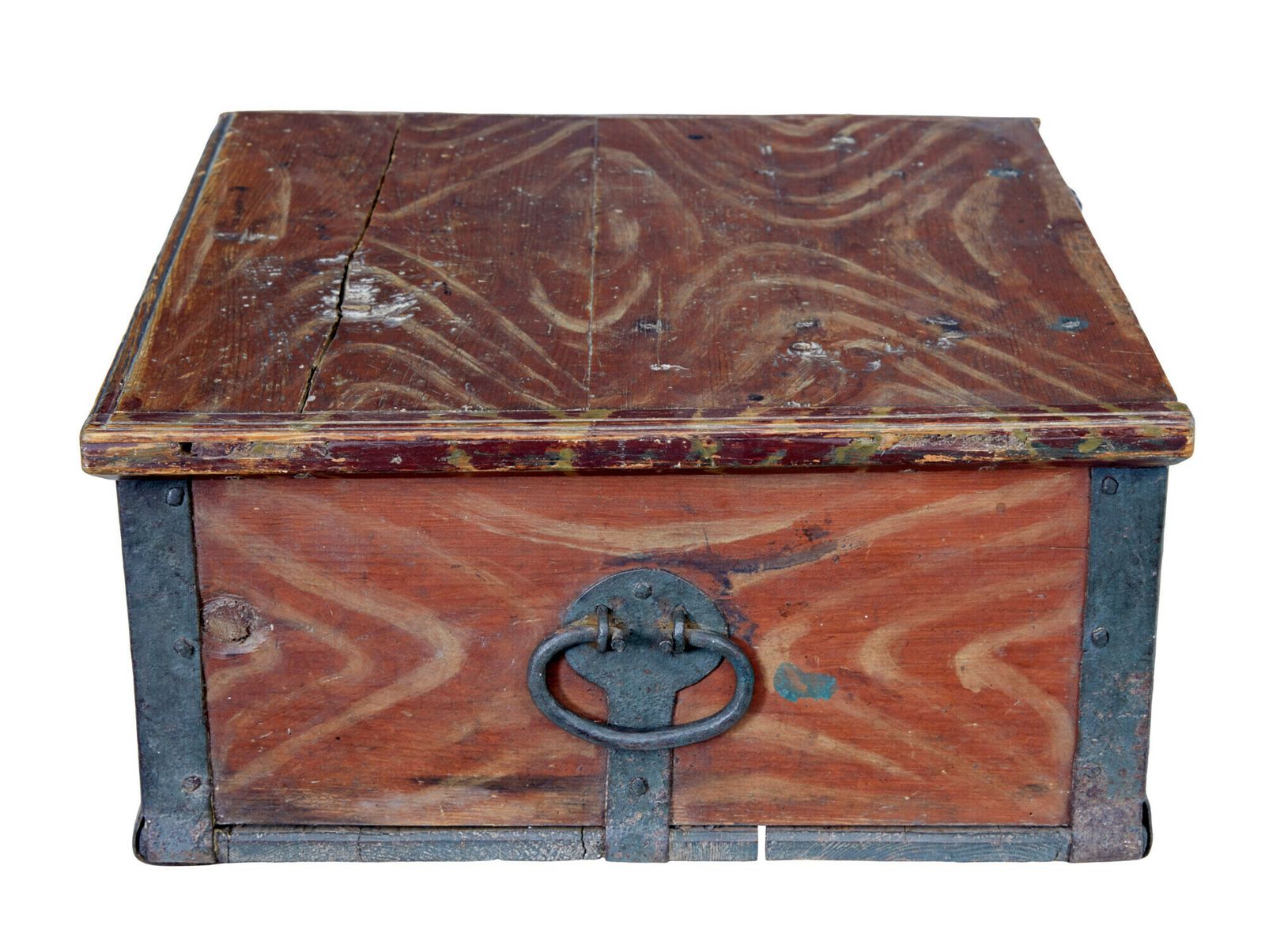 Scandinavian Hand Painted 19th Century Pine Strong Box photo vinterior