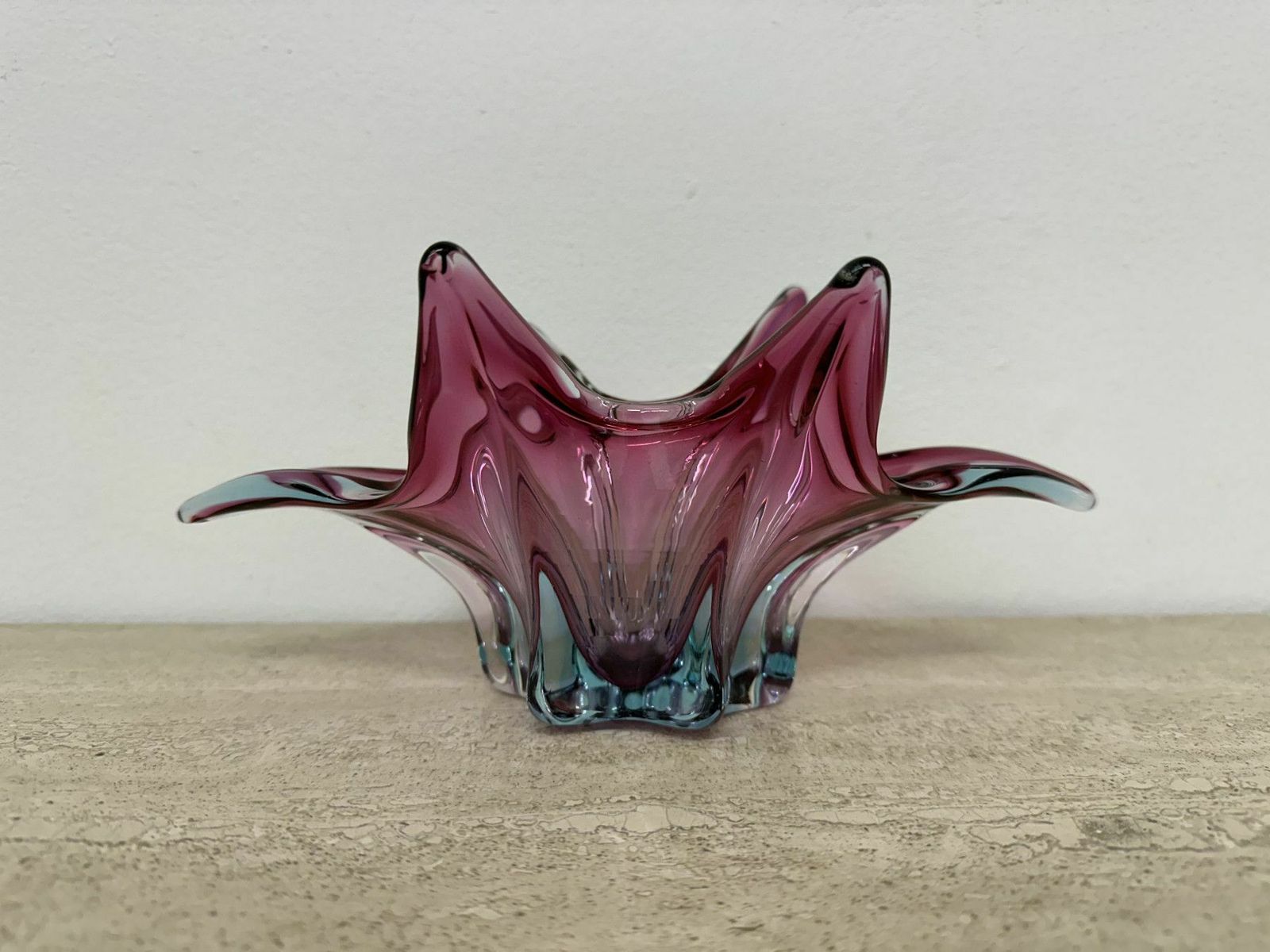 Mid Century Murano Glazen Schaal In Roze En Blauw, Jaren 1970 photo furniture
