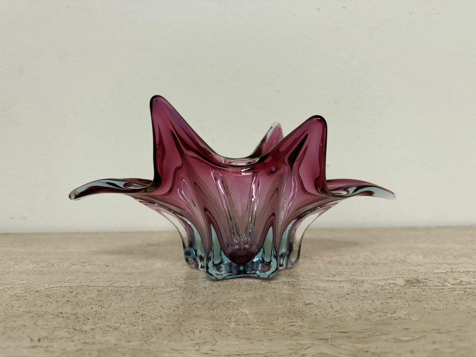 Mid Century Murano Glazen Schaal In Roze En Blauw, Jaren 1970 photo buy