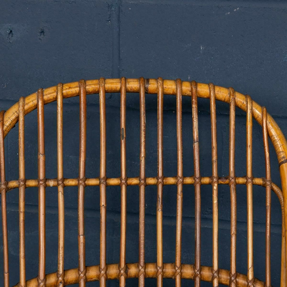 20th Century Italian Pair Of Wicker Armchairs By Tito Agnoli C.1960 photo buy