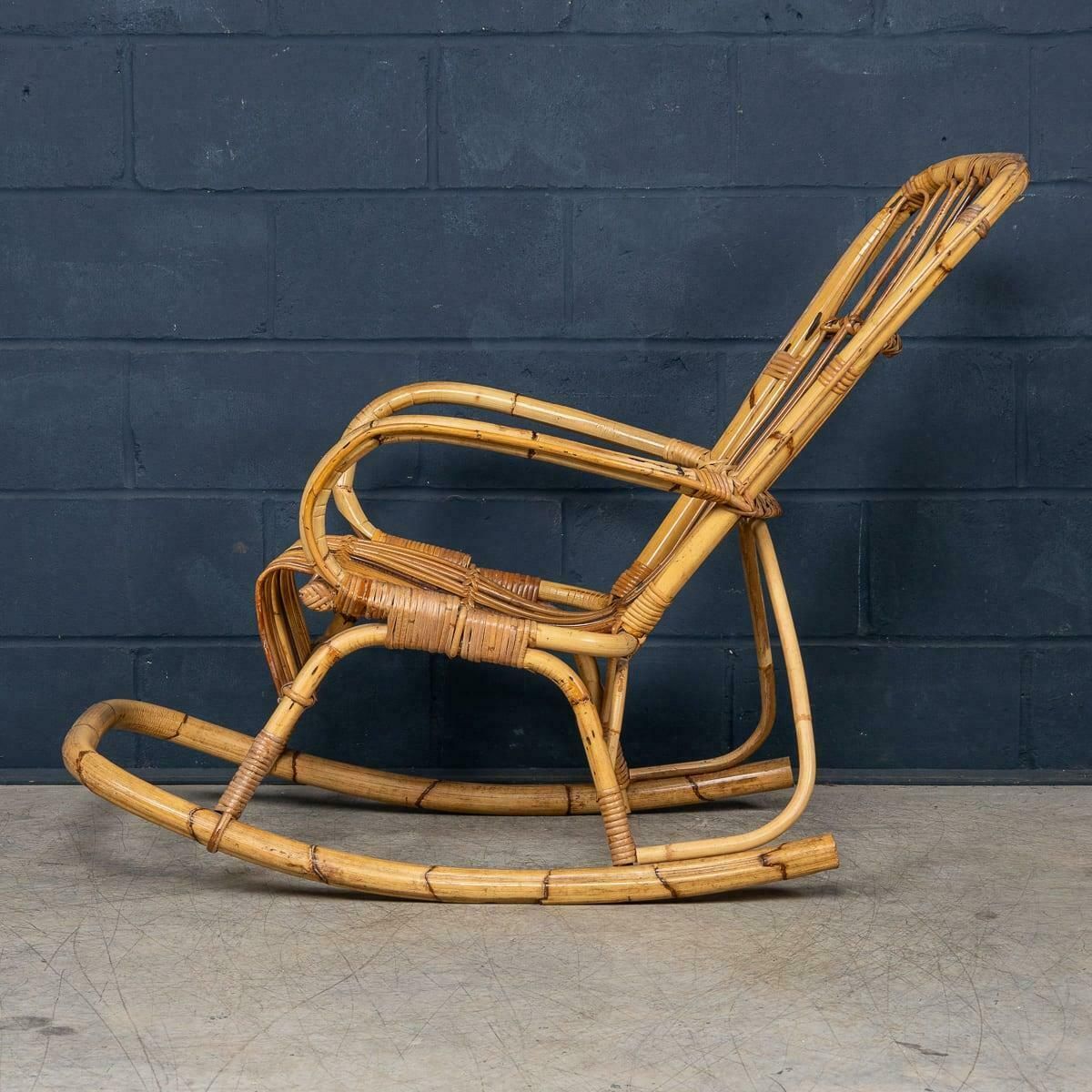 20th Century Italian Bamboo & Rattan Rocking Chair C.1960 photo furniture