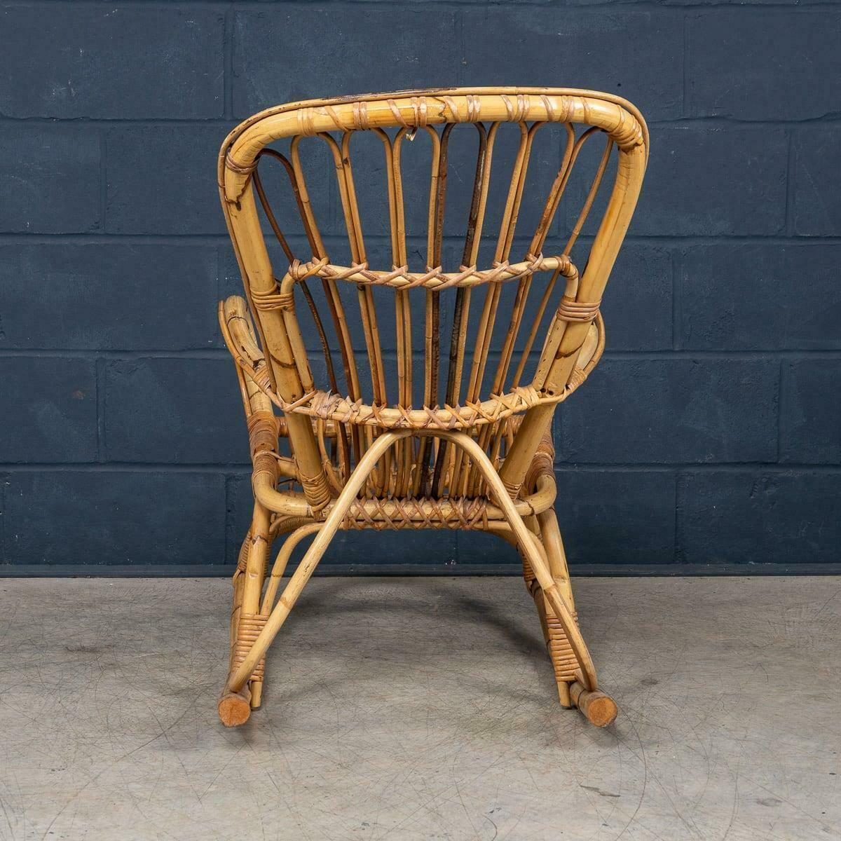 20th Century Italian Bamboo & Rattan Rocking Chair C.1960 photo for sale