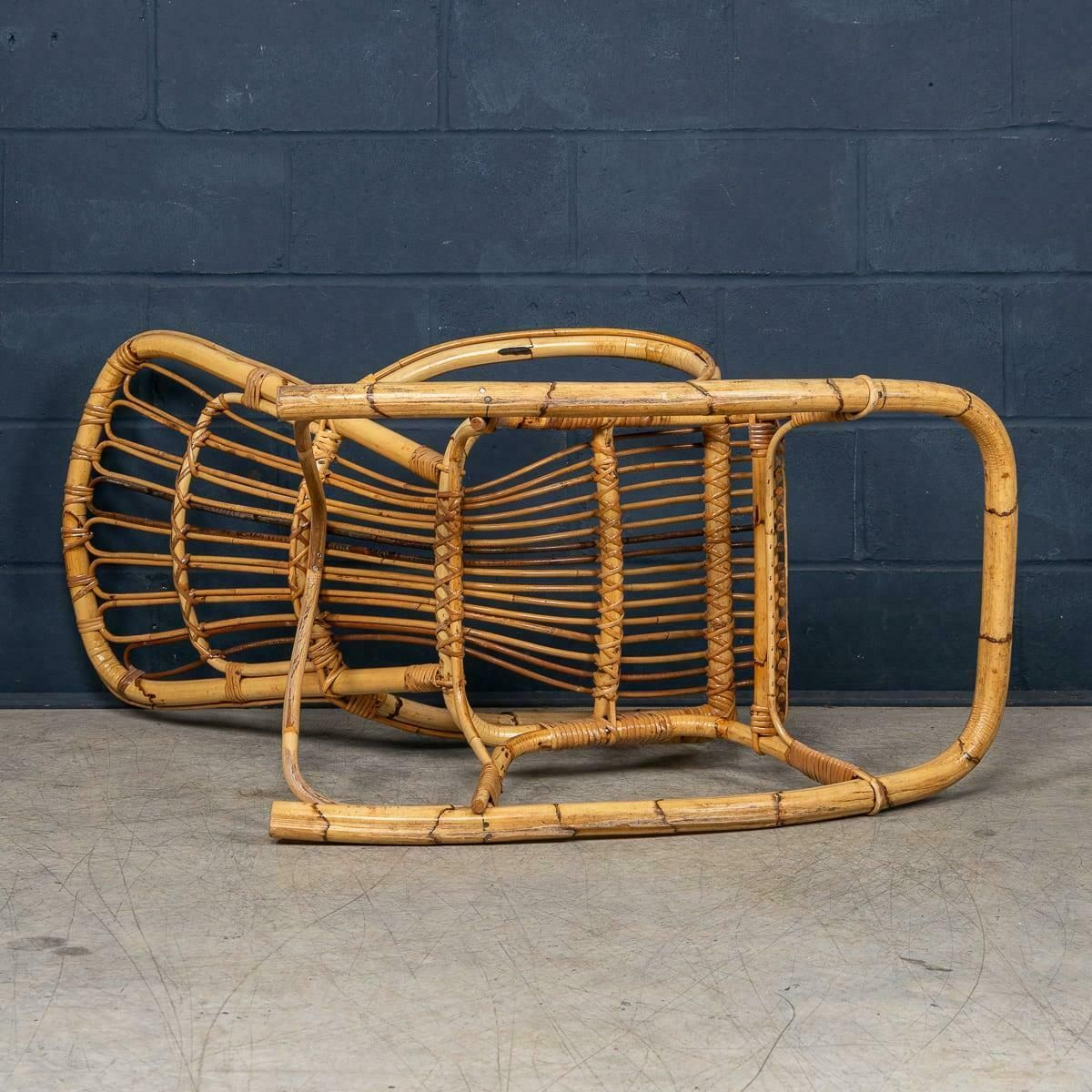 20th Century Italian Bamboo & Rattan Rocking Chair C.1960 photo vinterior