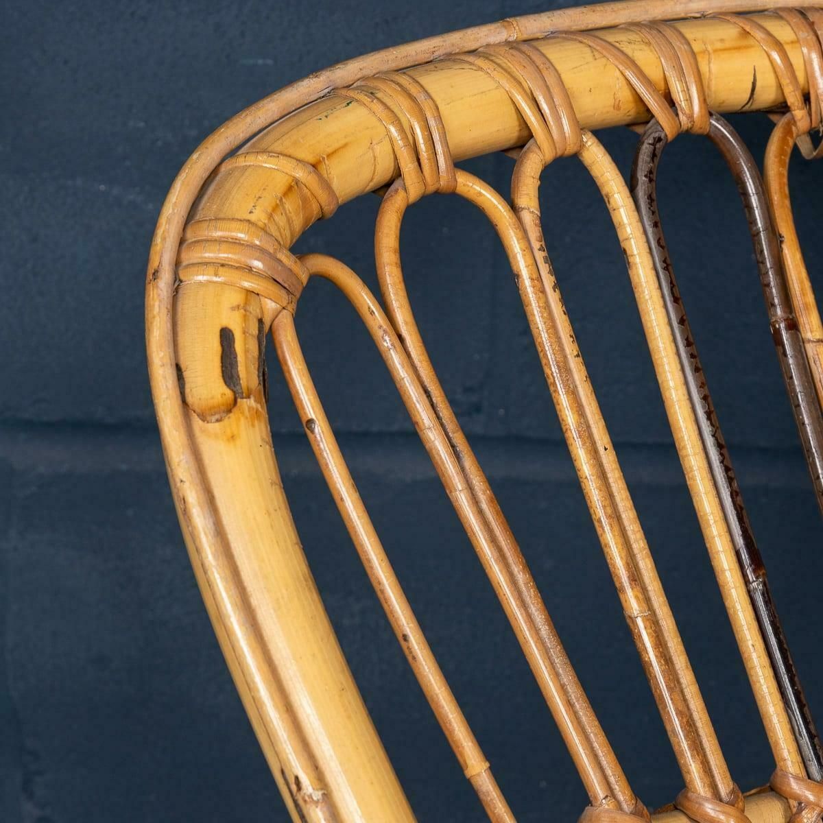 20th Century Italian Bamboo & Rattan Rocking Chair C.1960 photo vintage