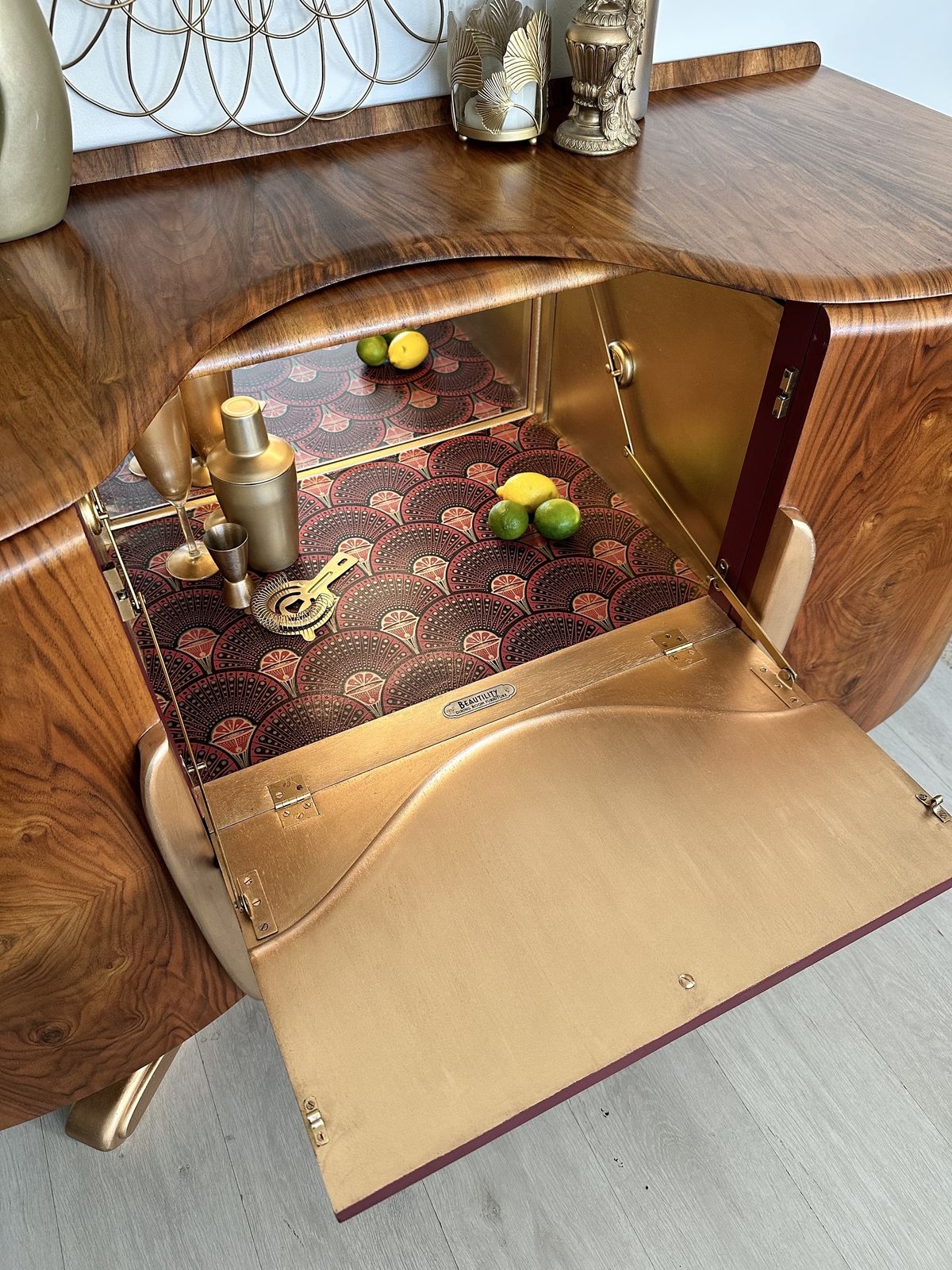 Art Deco Cocktail Cabinet, Drinks Cabinet, Beautility Cocktail Bar, Retro Mcm Wa photo vinterior