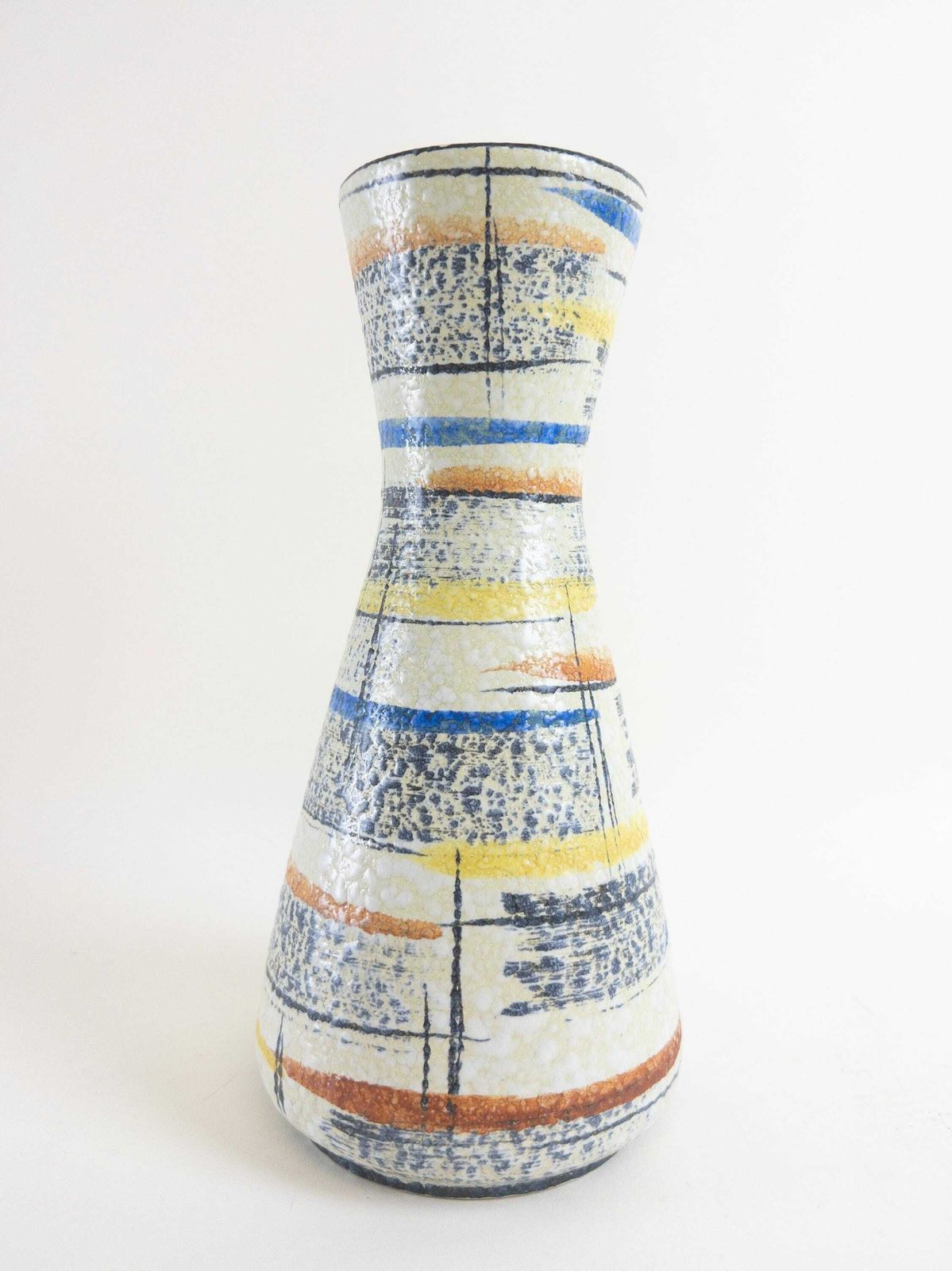 Bay Keramik Vase Form 585 25   West German Pottery With Hand Painted Abstract Design photo 52.0
