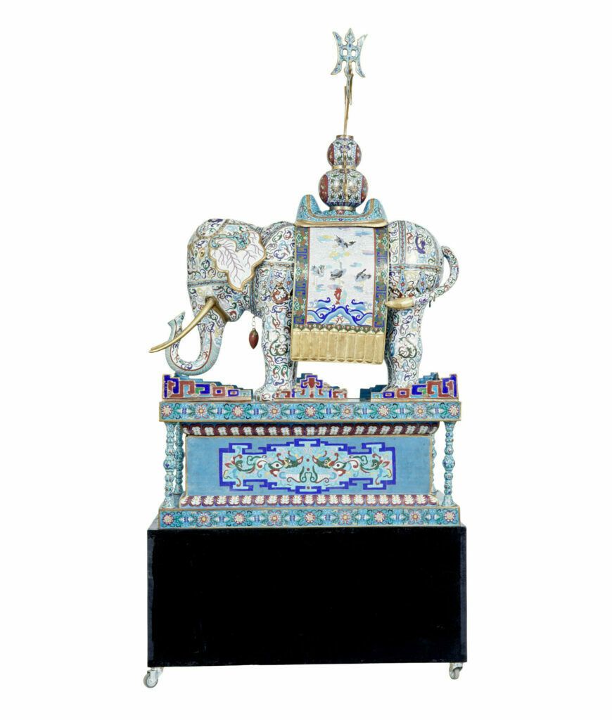photo buy Early 20th Century Large Chinese Cloisonne Enamel Elephant