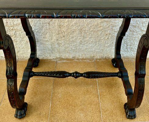 Early 19th Century Baroque Spanish Side Table With Lyre Legs And Marquetry Top, 1890s photo Furniture