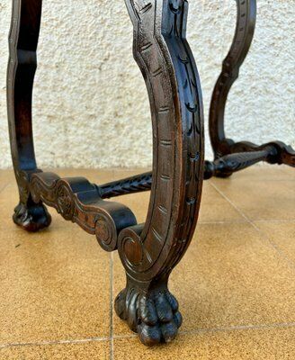 photo vinterior Early 19th Century Baroque Spanish Side Table With Lyre Legs And Marquetry Top, 1890s