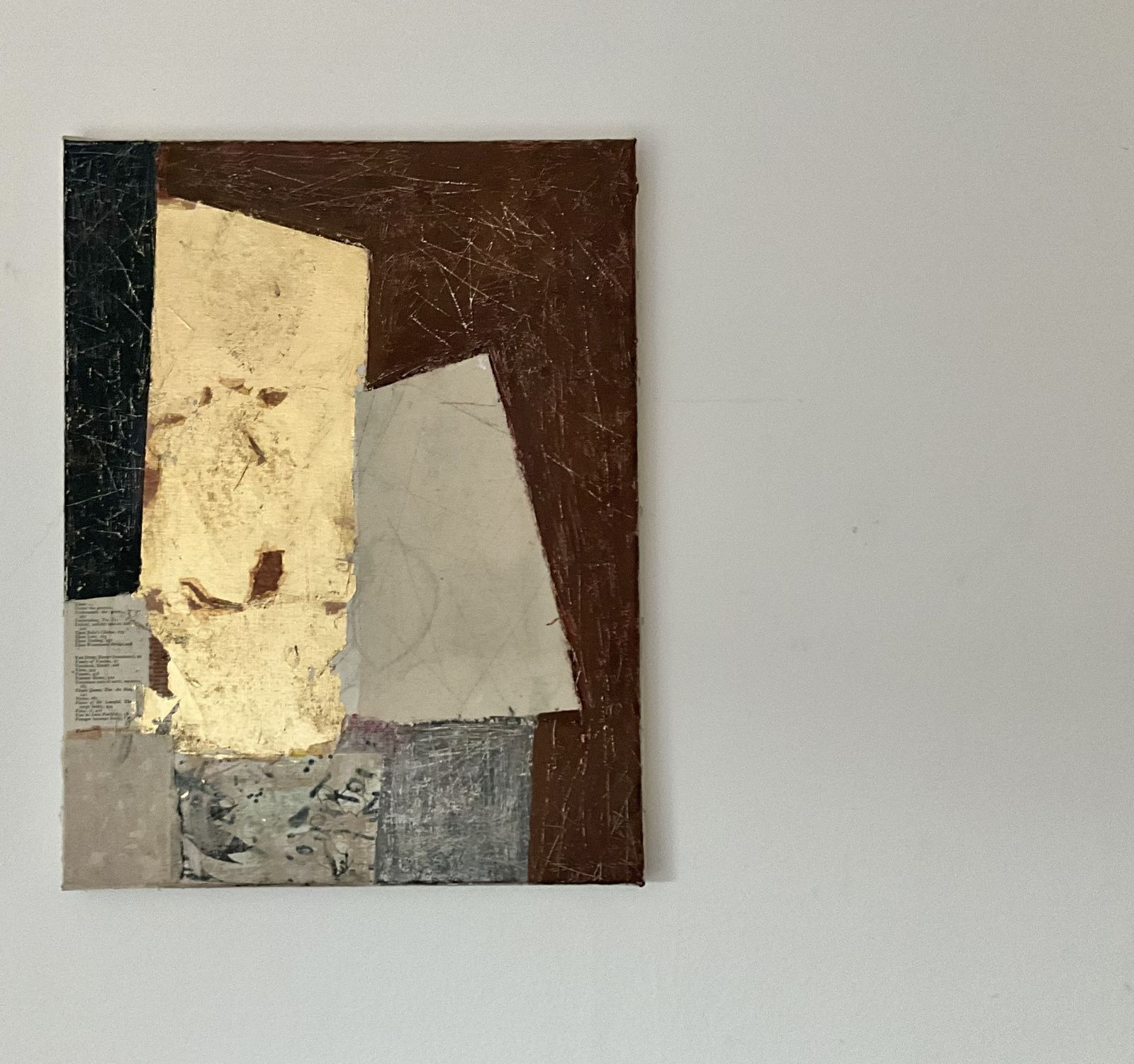 Assemblage. Painting In Acrylic And Collage On Vintage Canvas. photo furniture