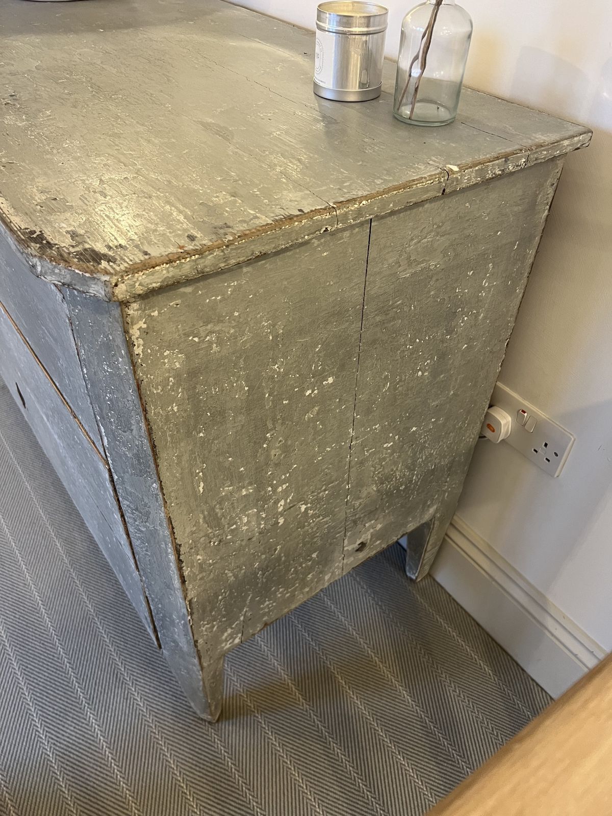 Swedish Gustavian Large Antique Light Blue/Grey Painted Chest Of Drawers/Cabinet photo vinterior