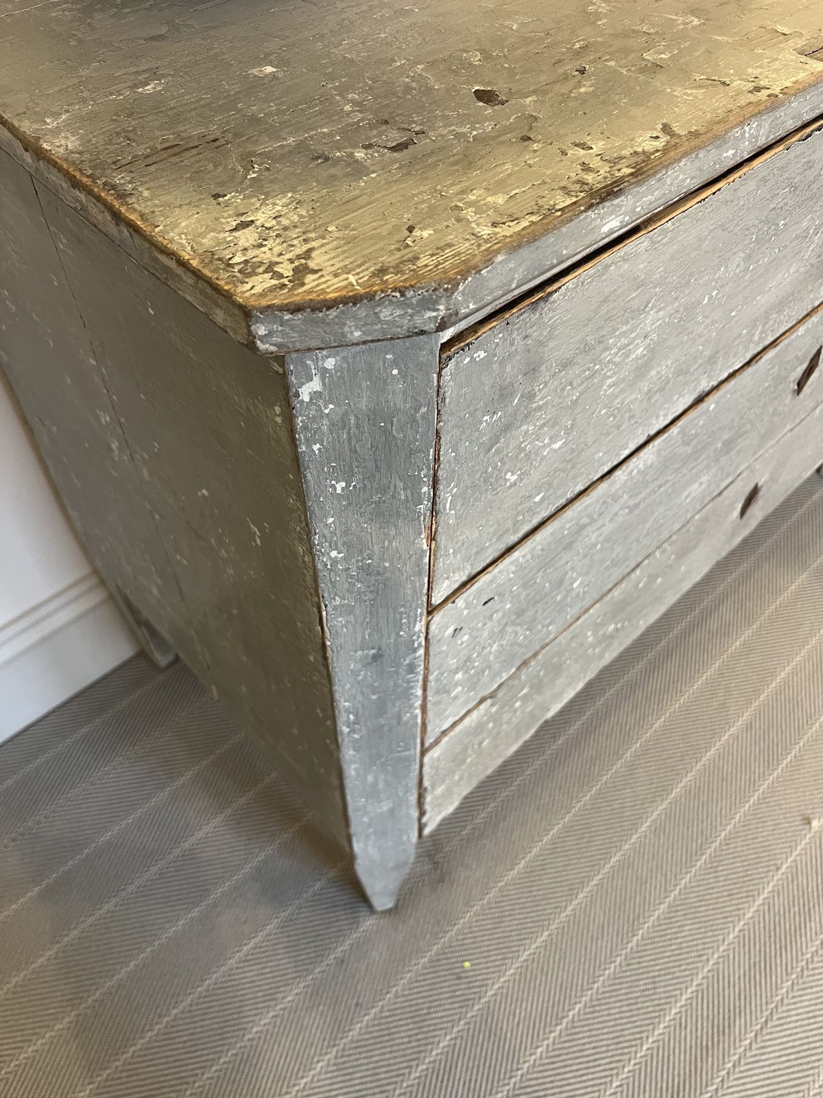 Furniture Swedish Gustavian Large Antique Light Blue/Grey Painted Chest Of Drawers/Cabinet photo
