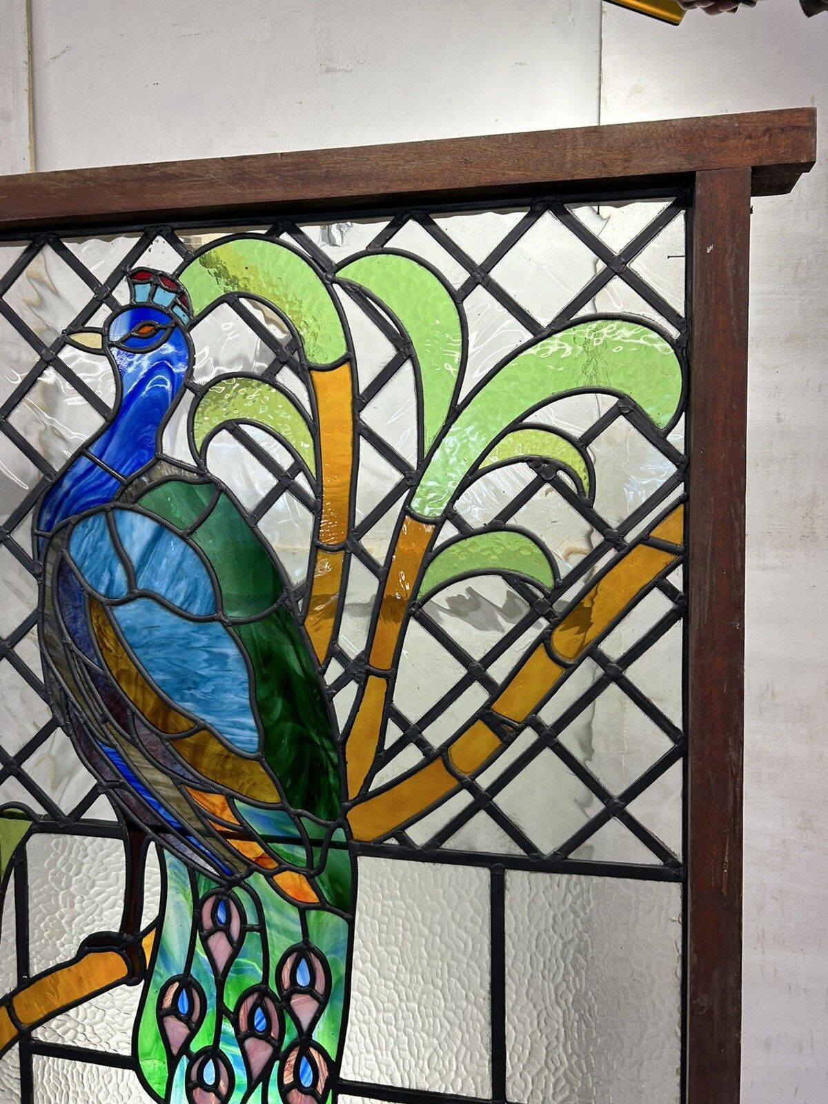 X Large Stained Glass Window Panel Reclaimed Period Antique Lead Old Art Deco photo 2537.0