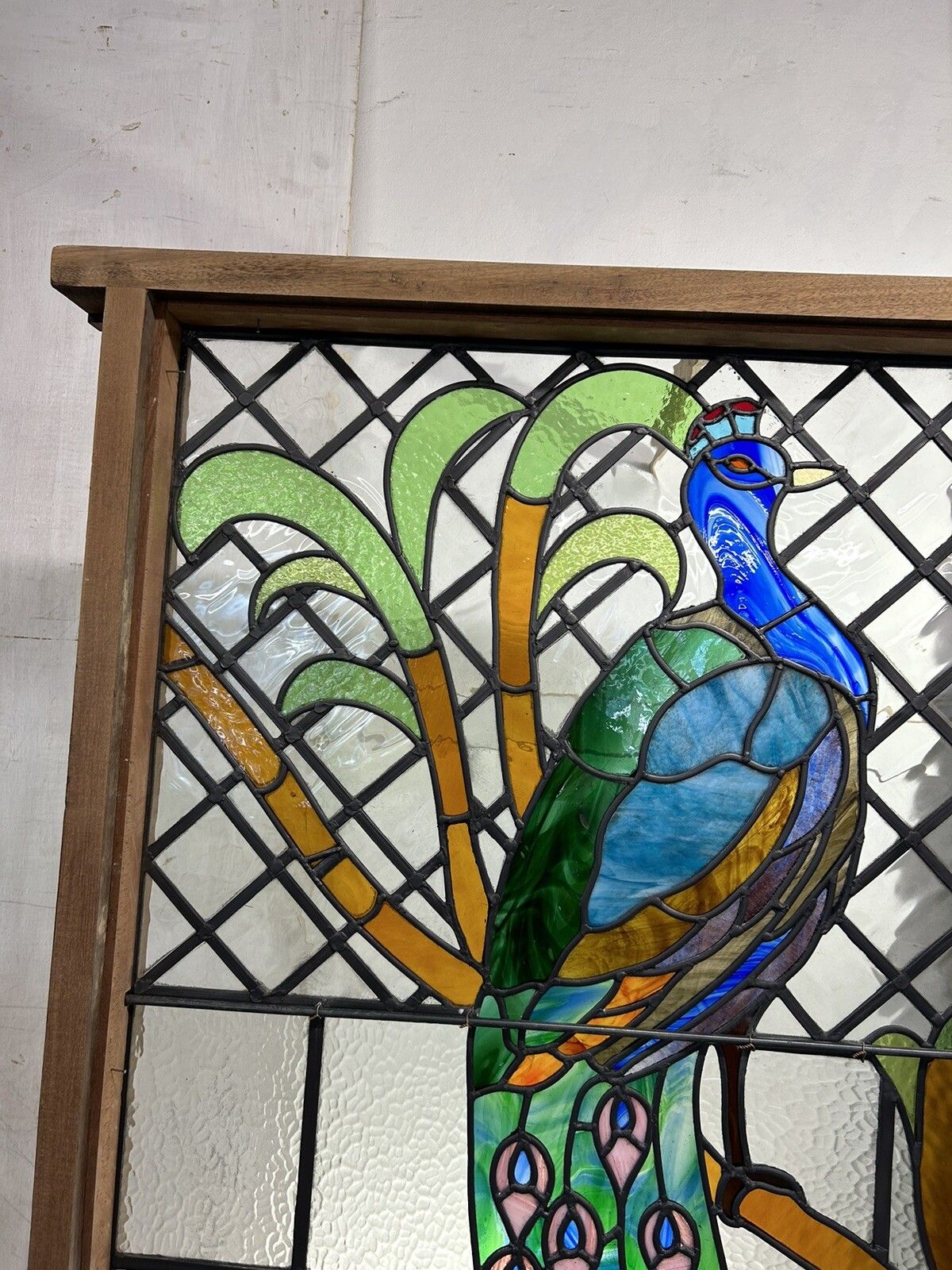 photo vinterior X Large Stained Glass Window Panel Reclaimed Period Antique Lead Old Art Deco