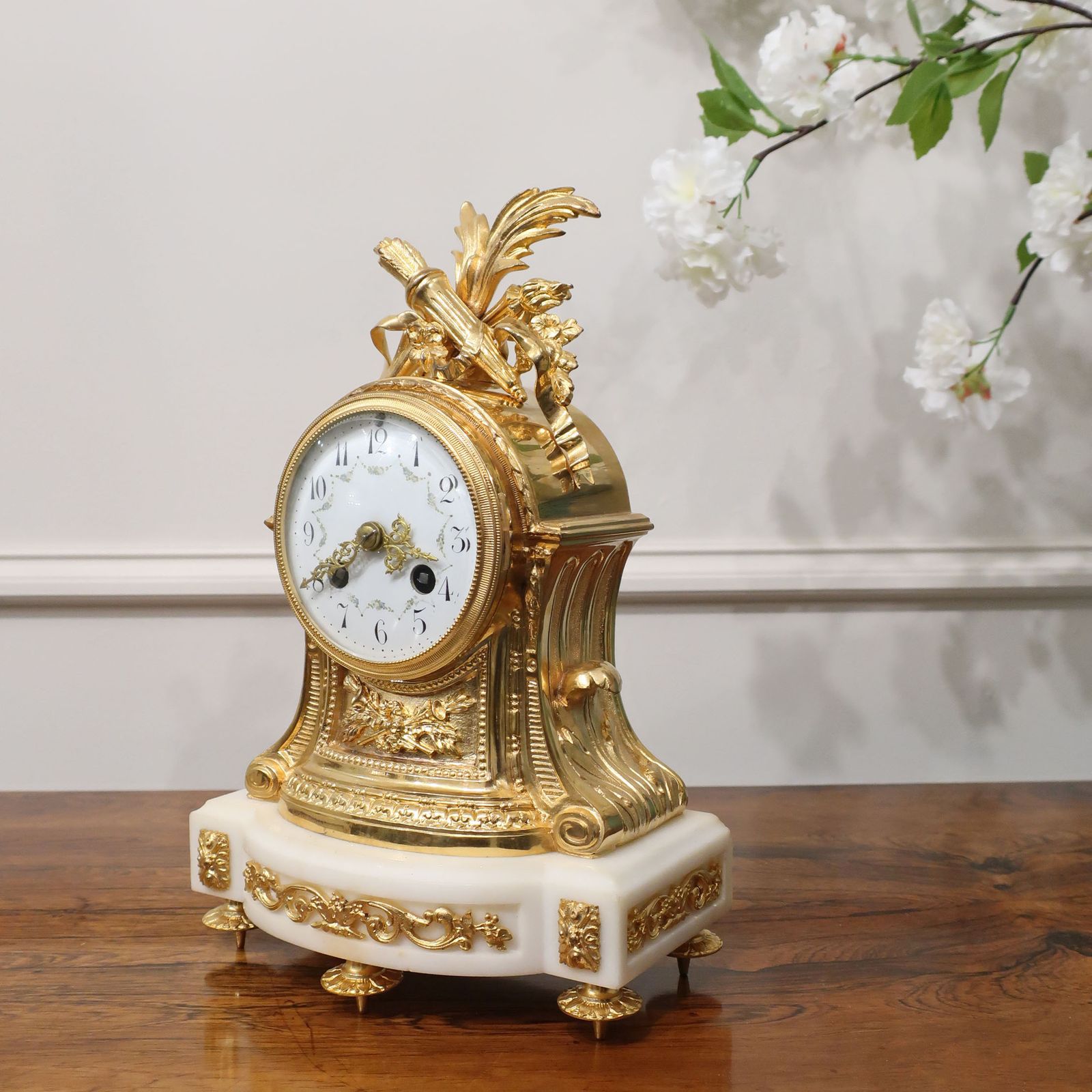French 19th Century Louis XIV Style Bronze Gilt Mantel Clock